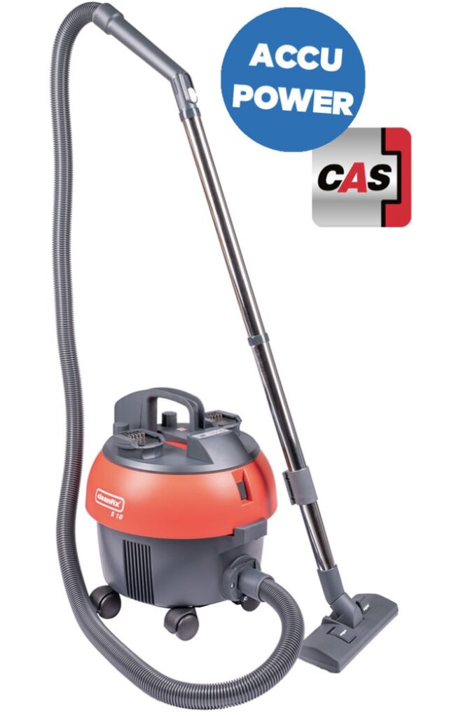 Battery operated canister style vacuum by Cleanfix